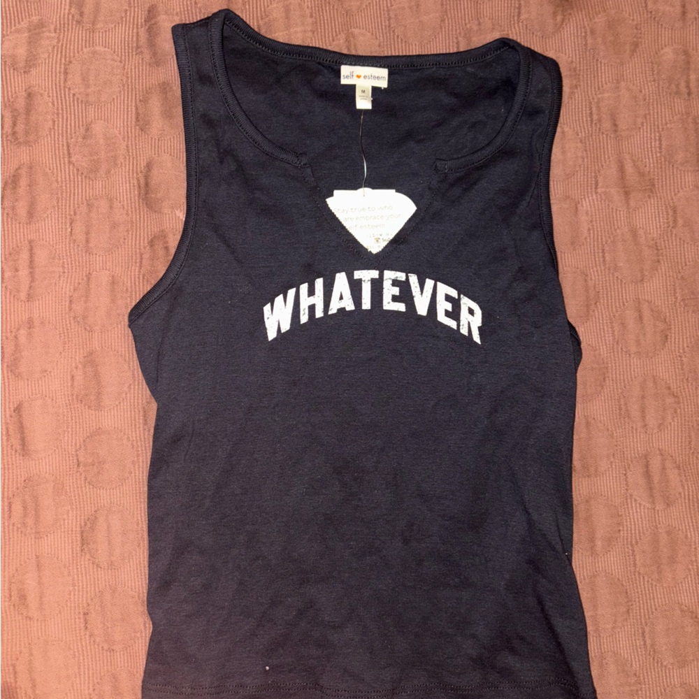 Self Esteem Black Tank Top